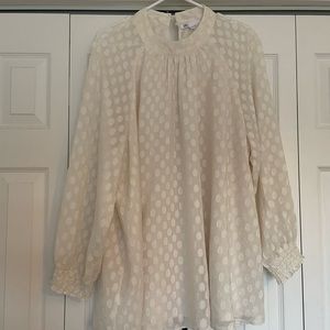 Cream Polka Dot Sheer Sleeved Blouse